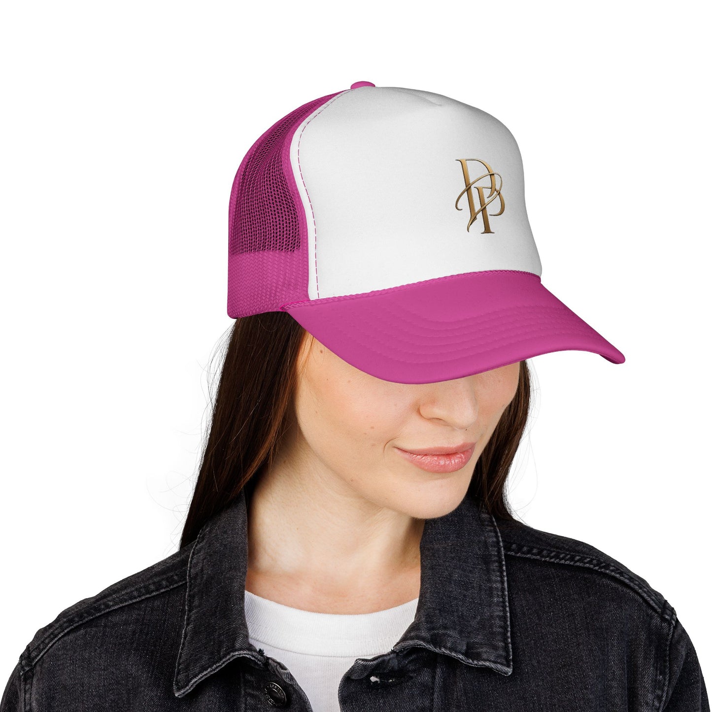 Diopso Logo Trucker Cap — Gold Embroidered Mesh Hat