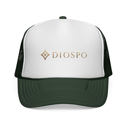 Diopso Logo Trucker Cap — Gold Embroidered Mesh Hat