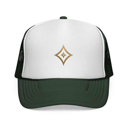 Diopso Logo Trucker Cap — Gold Embroidered Mesh Hat