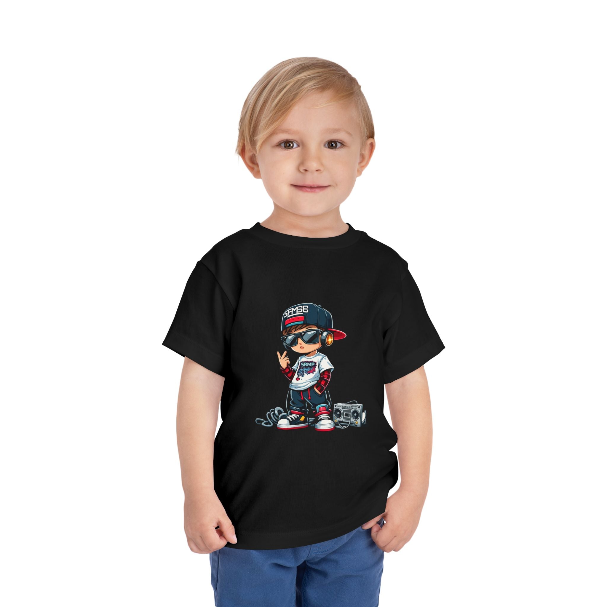 Toddler Tee — Cool Kid Rapper Graphic T‑Shirt (boombox, snapback)