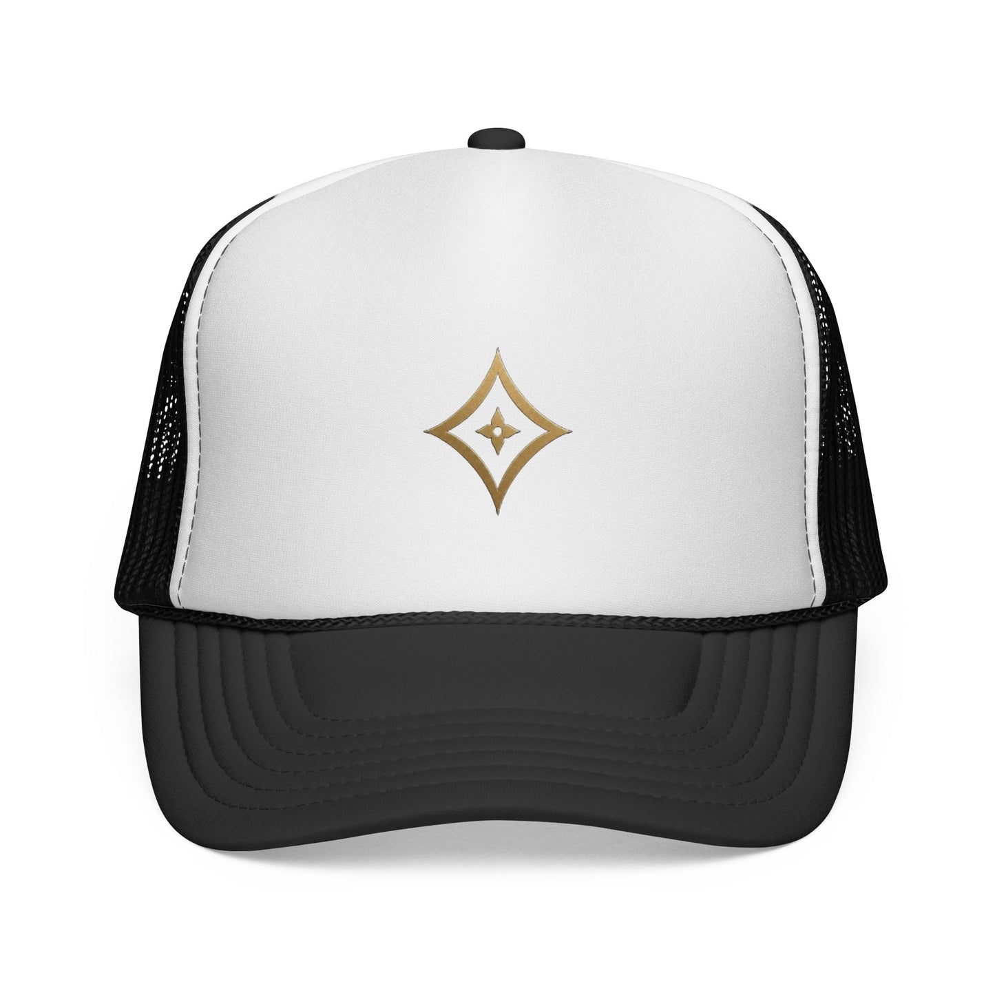 Diopso Logo Trucker Cap — Gold Embroidered Mesh Hat