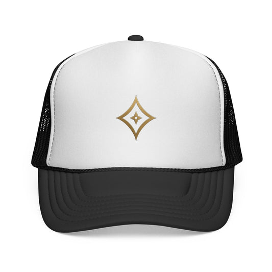 Diopso Logo Trucker Cap — Gold Embroidered Mesh Hat