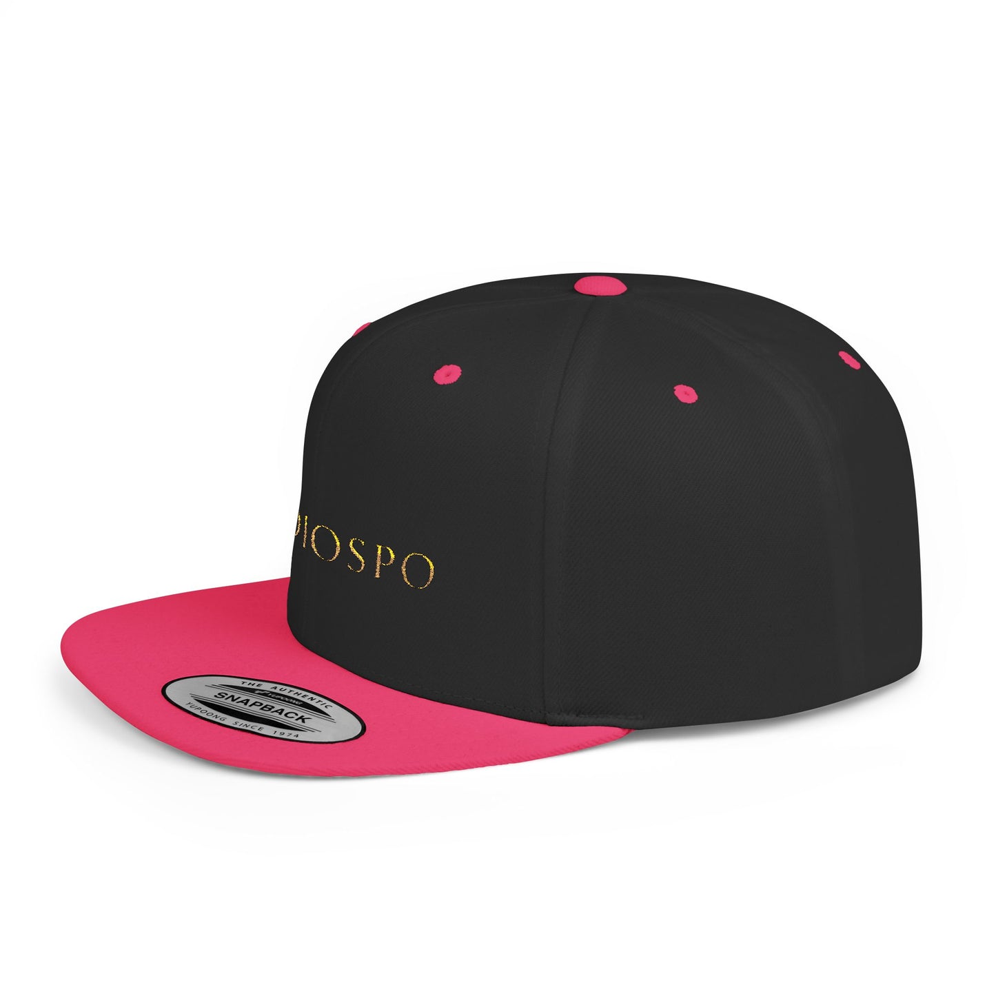 Flat Bill Snapback Hat — Diospo Gold Embroidered Logo