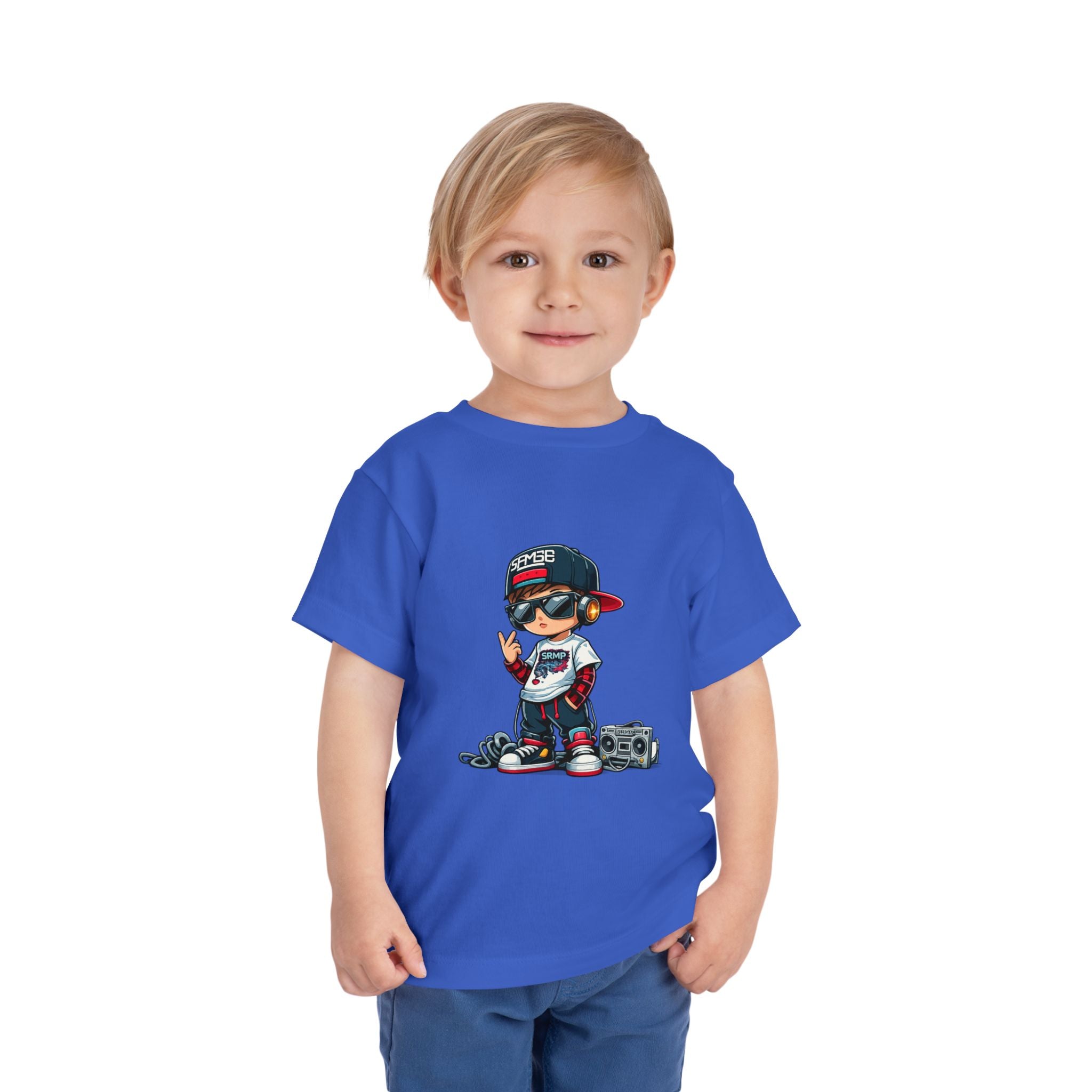 Toddler Tee — Cool Kid Rapper Graphic T‑Shirt (boombox, snapback)