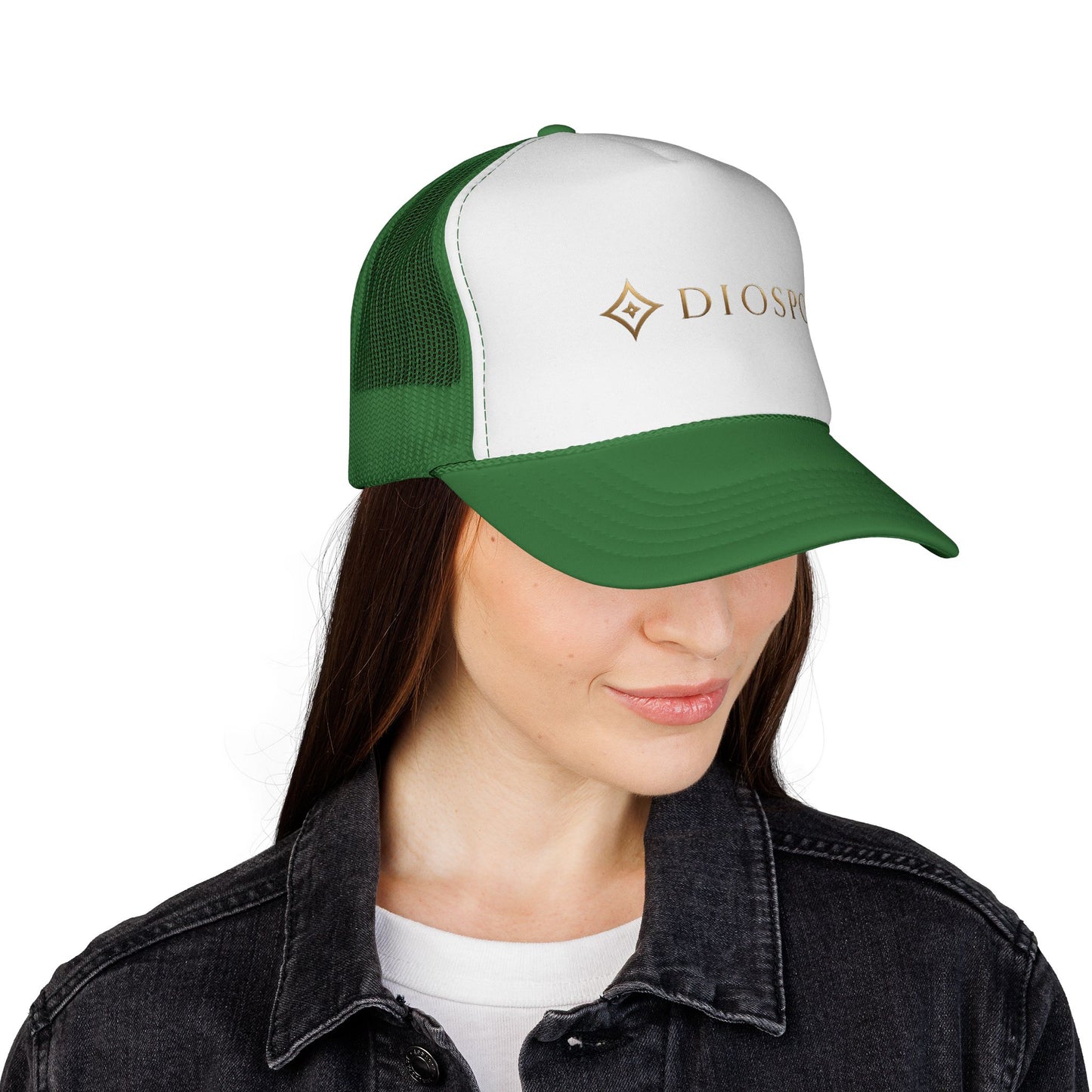 Diopso Logo Trucker Cap — Gold Embroidered Mesh Hat