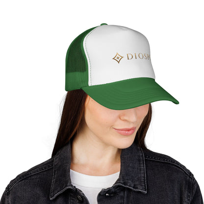 Diopso Logo Trucker Cap — Gold Embroidered Mesh Hat