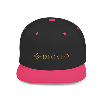 Flat Bill Snapback Hat — Diospo Gold Embroidered Logo