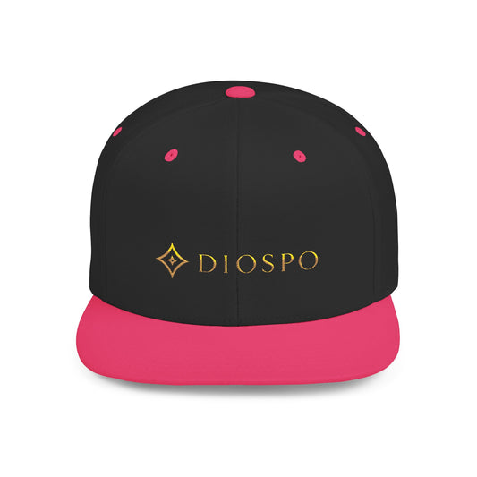 Flat Bill Snapback Hat — Diospo Gold Embroidered Logo