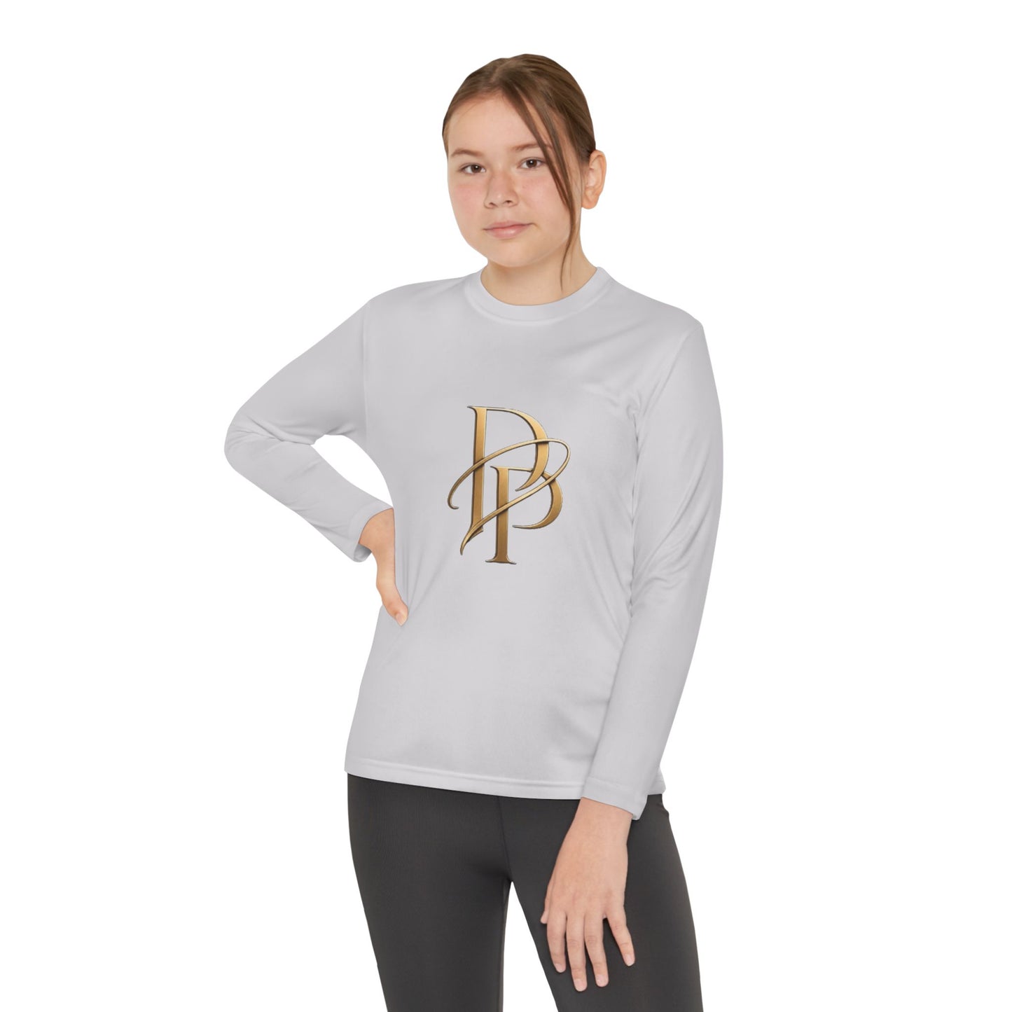 Youth Long Sleeve Tee — Elegant Gold Monogram DP