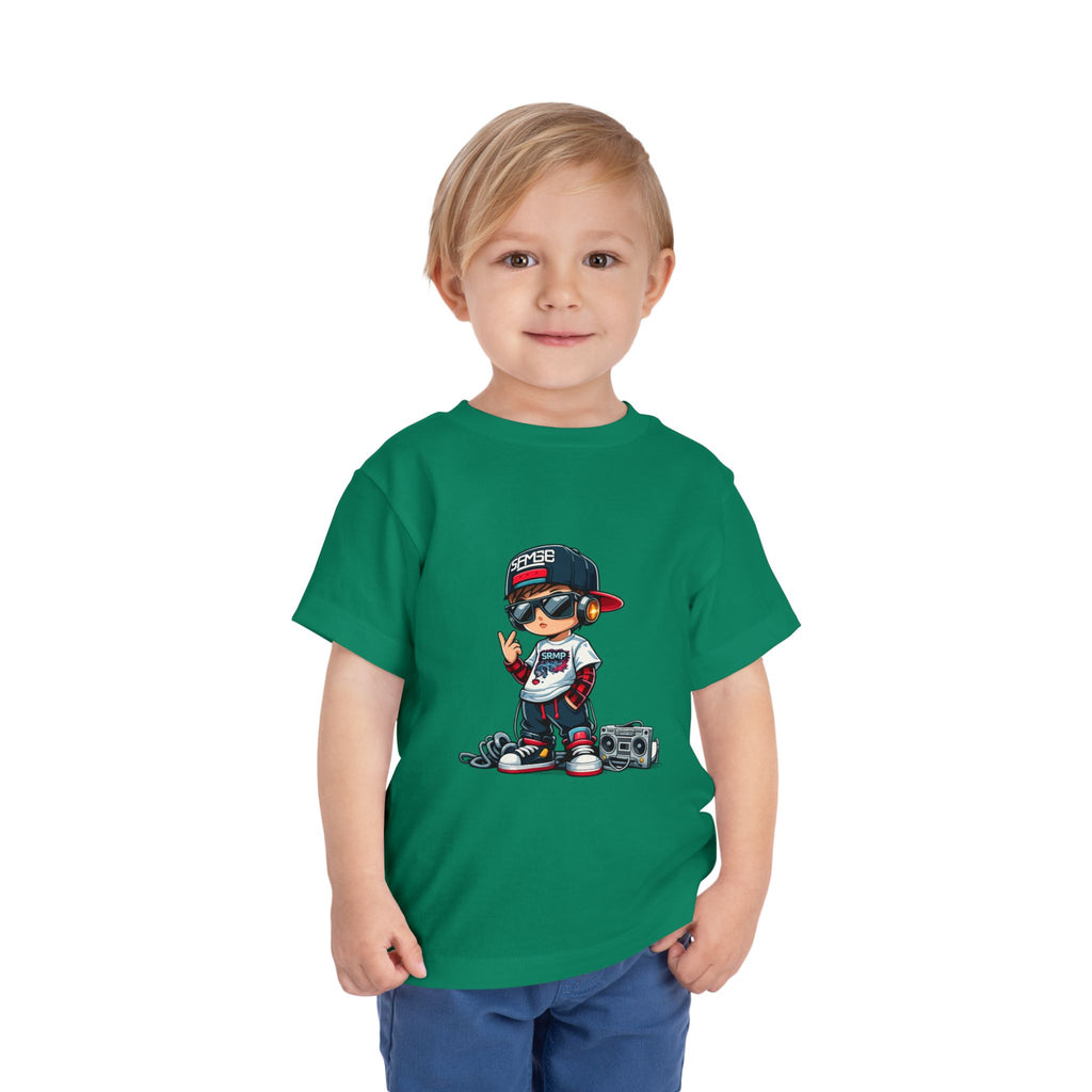 Toddler Tee — Cool Kid Rapper Graphic T‑Shirt (boombox, snapback)