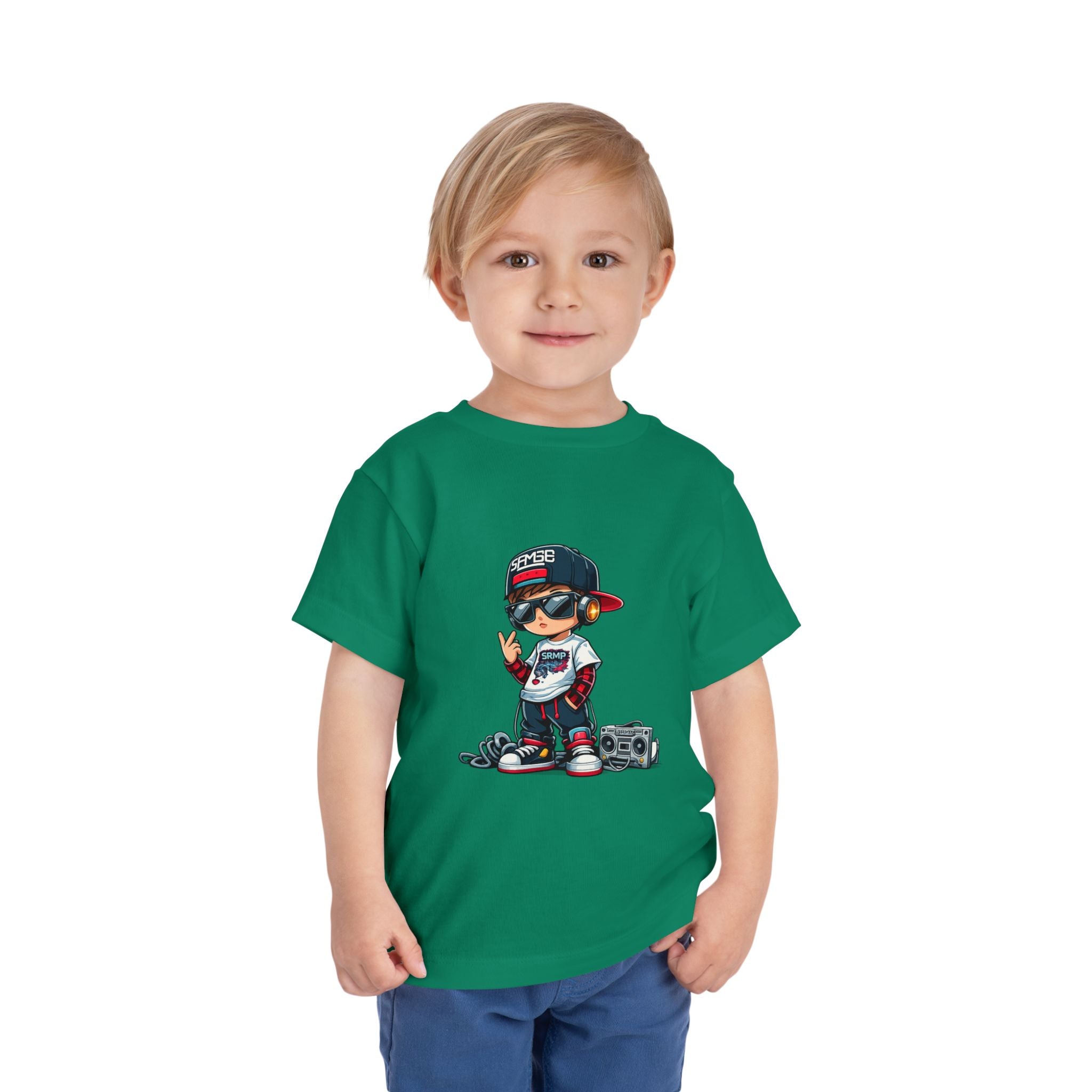 Toddler Tee — Cool Kid Rapper Graphic T‑Shirt (boombox, snapback)