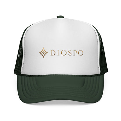 Diopso Logo Trucker Cap — Gold Embroidered Mesh Hat