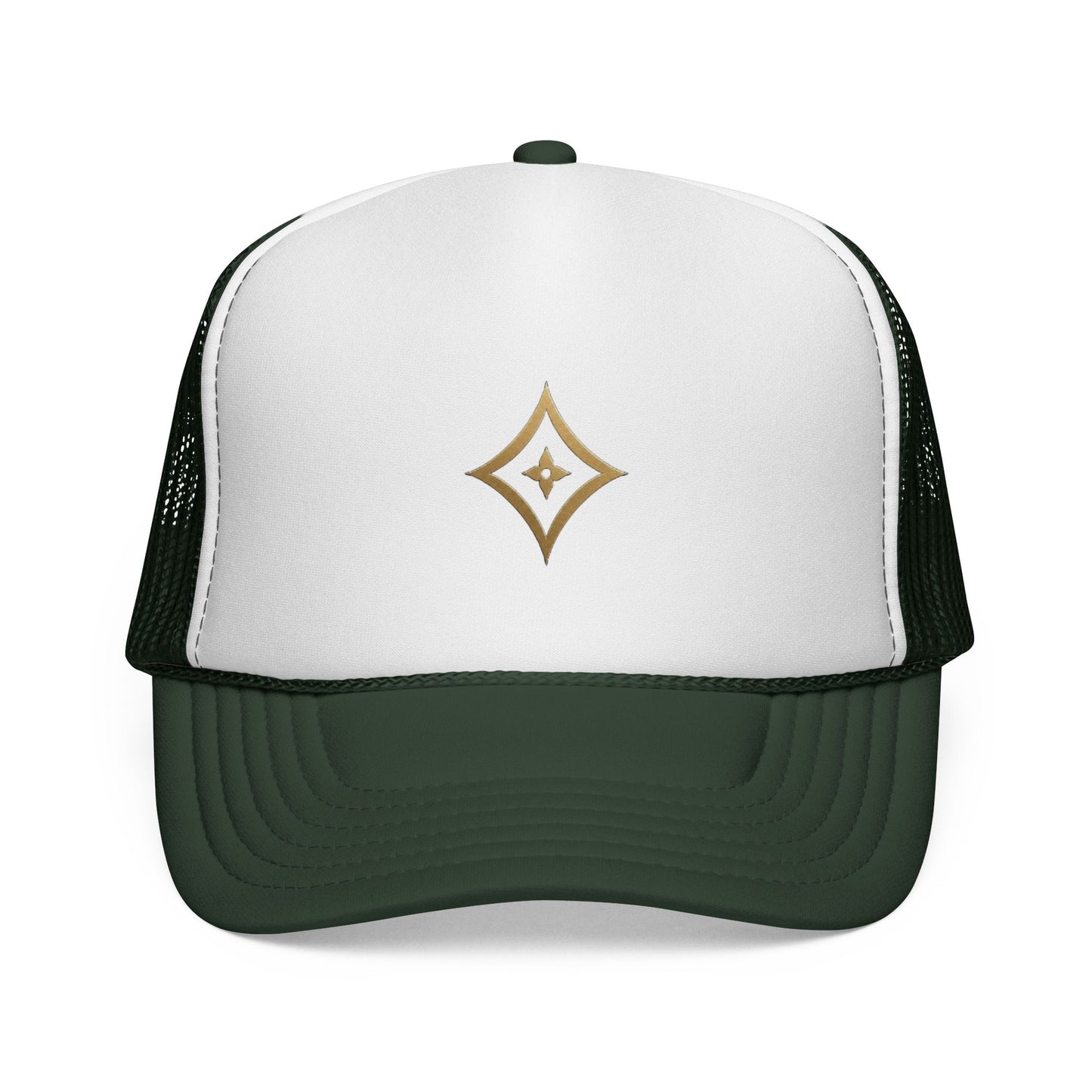 Diopso Logo Trucker Cap — Gold Embroidered Mesh Hat