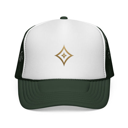 Diopso Logo Trucker Cap — Gold Embroidered Mesh Hat