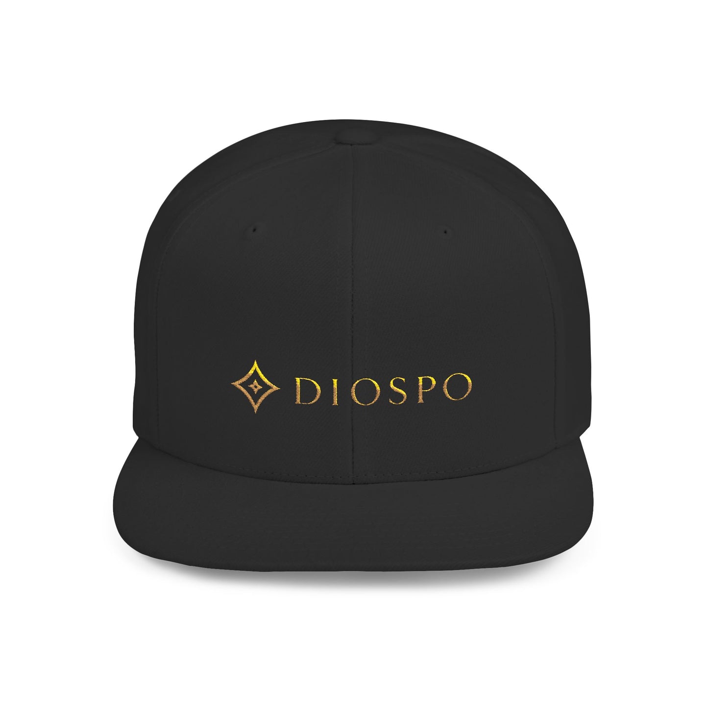 Flat Bill Snapback Hat — Diospo Gold Embroidered Logo