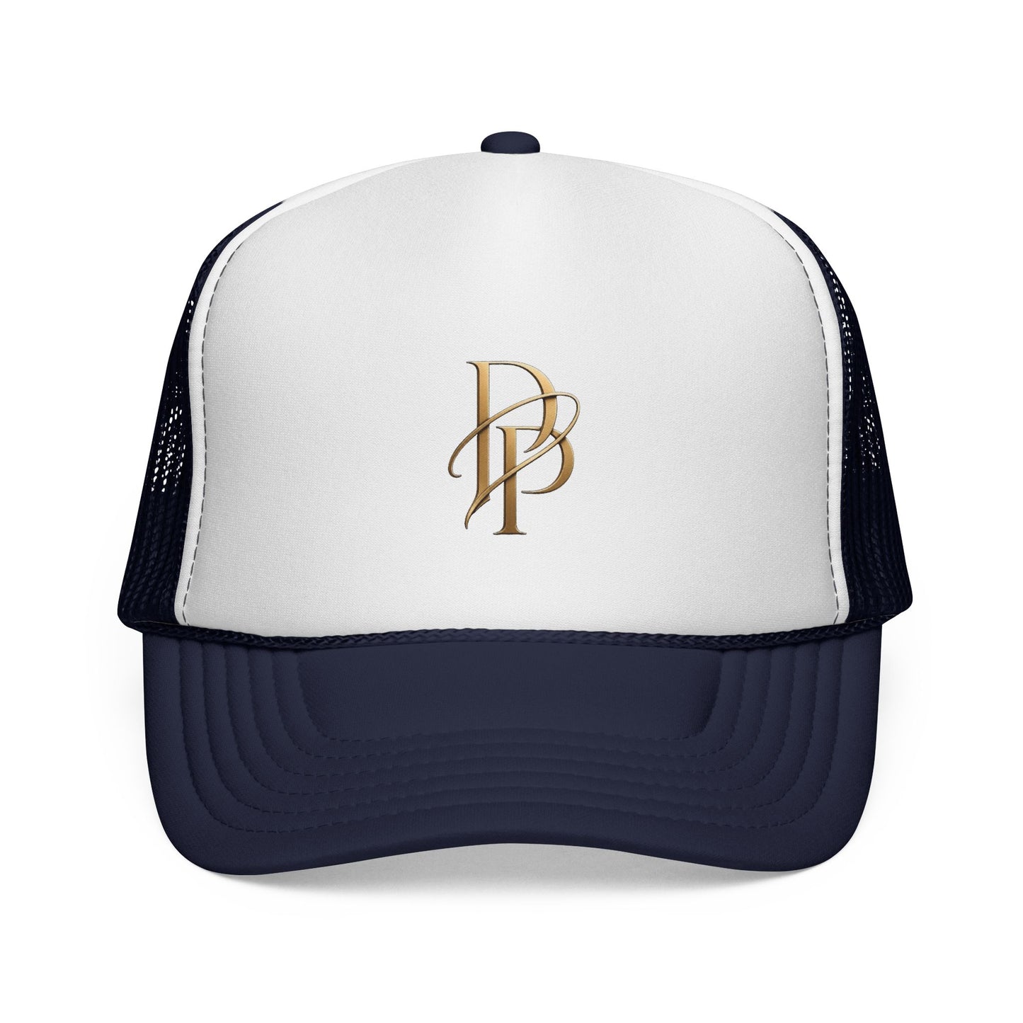 Diopso Logo Trucker Cap — Gold Embroidered Mesh Hat