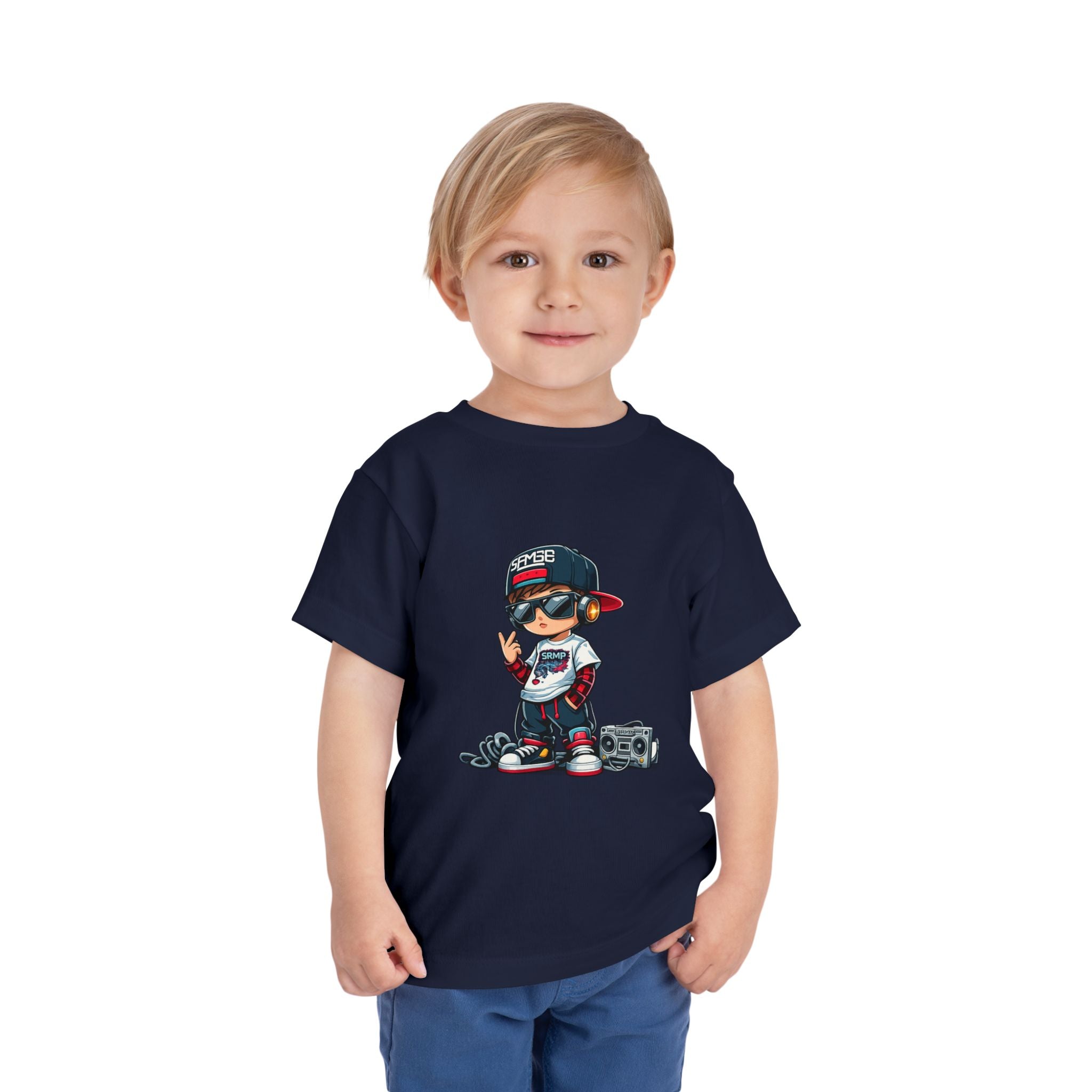 Toddler Tee — Cool Kid Rapper Graphic T‑Shirt (boombox, snapback)
