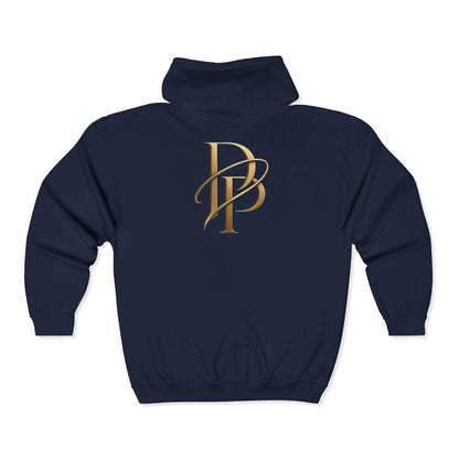 Gold Star Emblem Zip Hoodie — Minimalist Geometric Chest Design