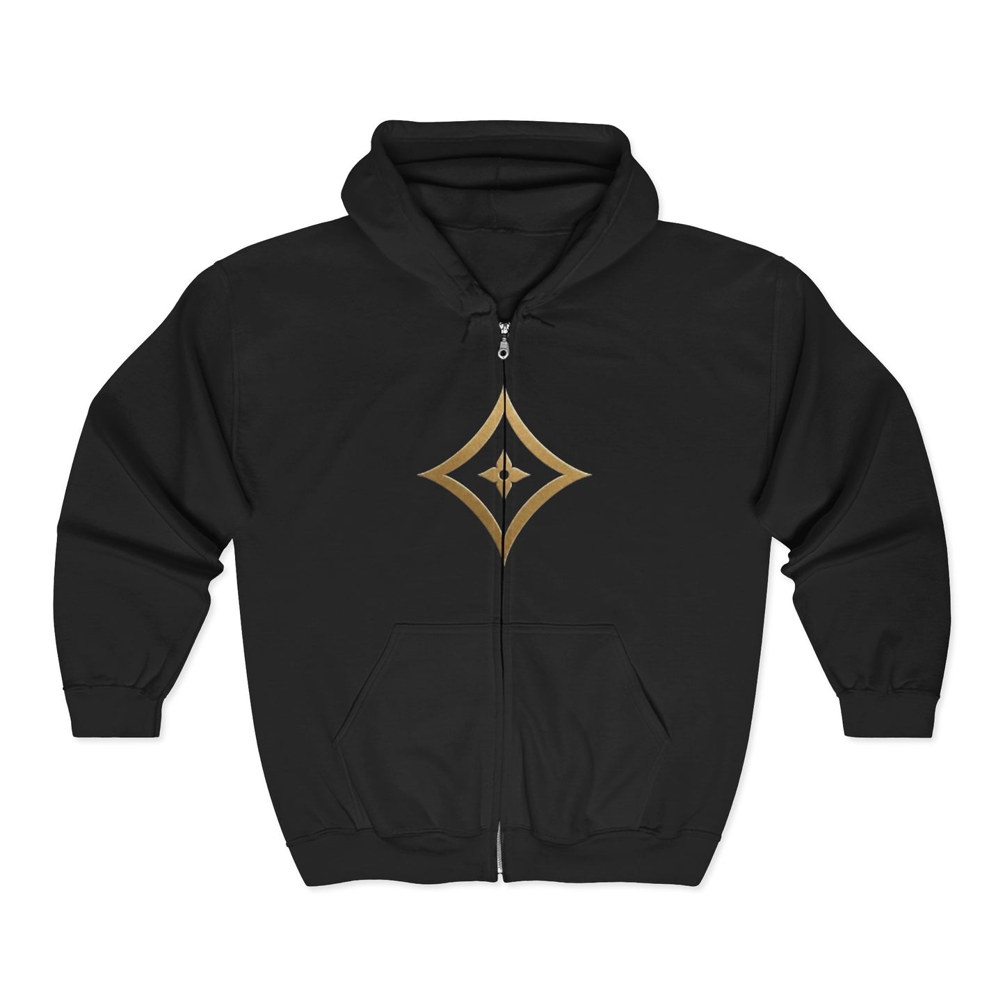 Gold Star Emblem Zip Hoodie — Minimalist Geometric Chest Design