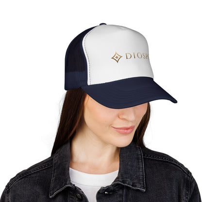 Diopso Logo Trucker Cap — Gold Embroidered Mesh Hat