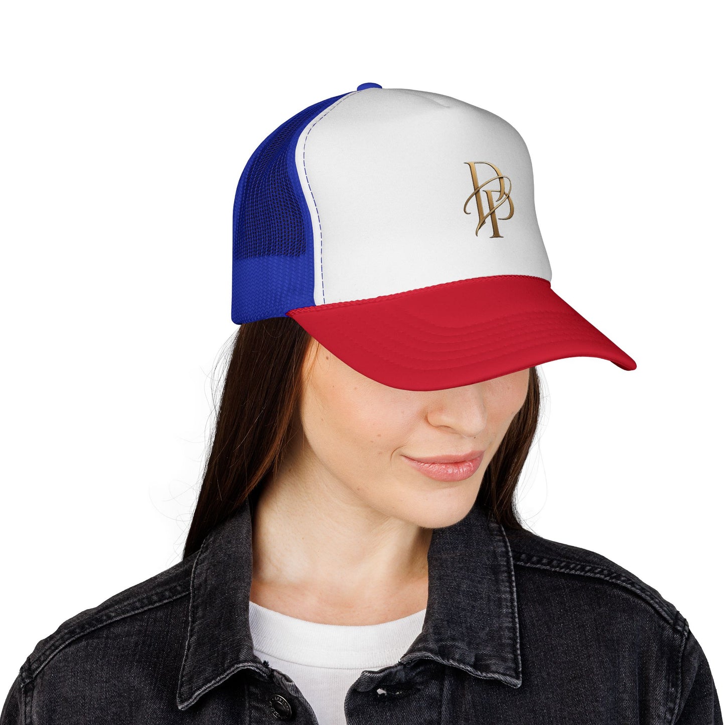 Diopso Logo Trucker Cap — Gold Embroidered Mesh Hat