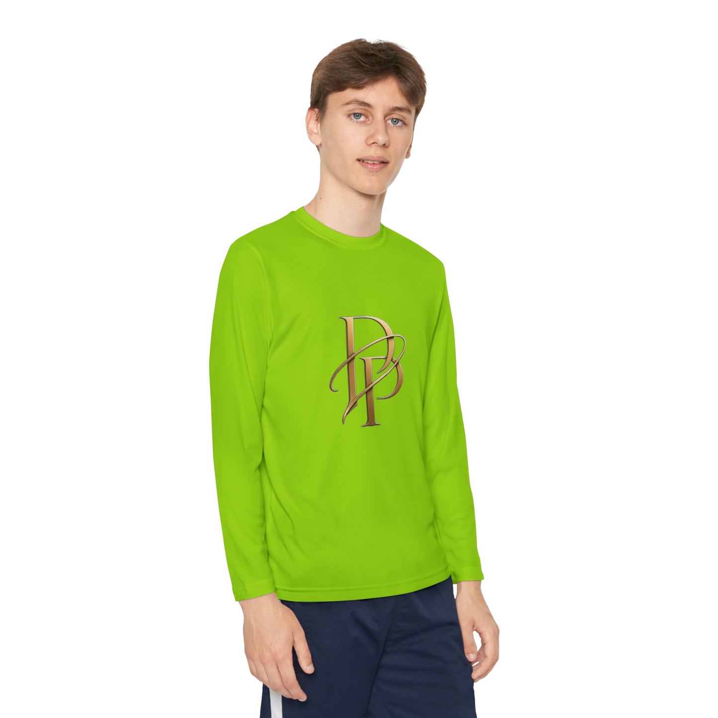 Youth Long Sleeve Tee — Elegant Gold Monogram DP