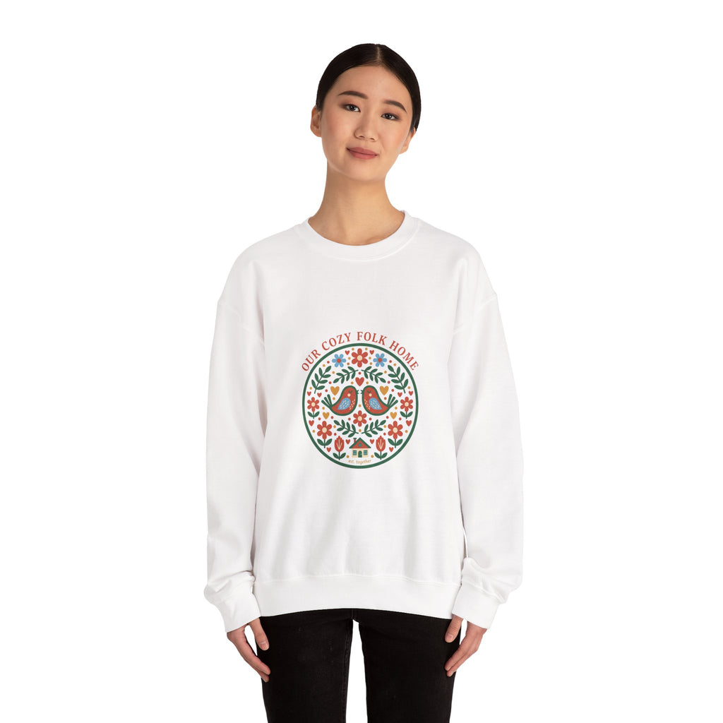 Floral Medallion Folk Art Sweatshirt | rustic motif, vintage folk design