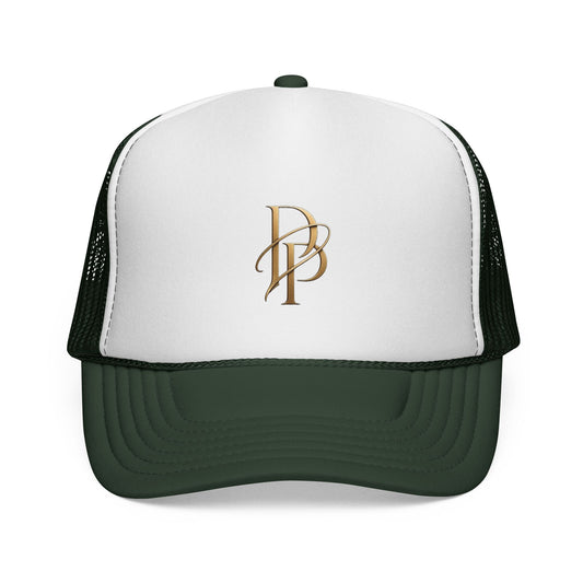 Diopso Logo Trucker Cap — Gold Embroidered Mesh Hat