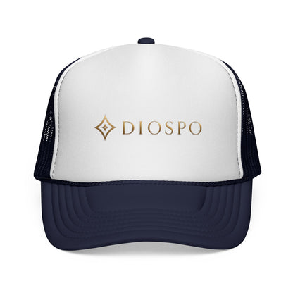 Diopso Logo Trucker Cap — Gold Embroidered Mesh Hat
