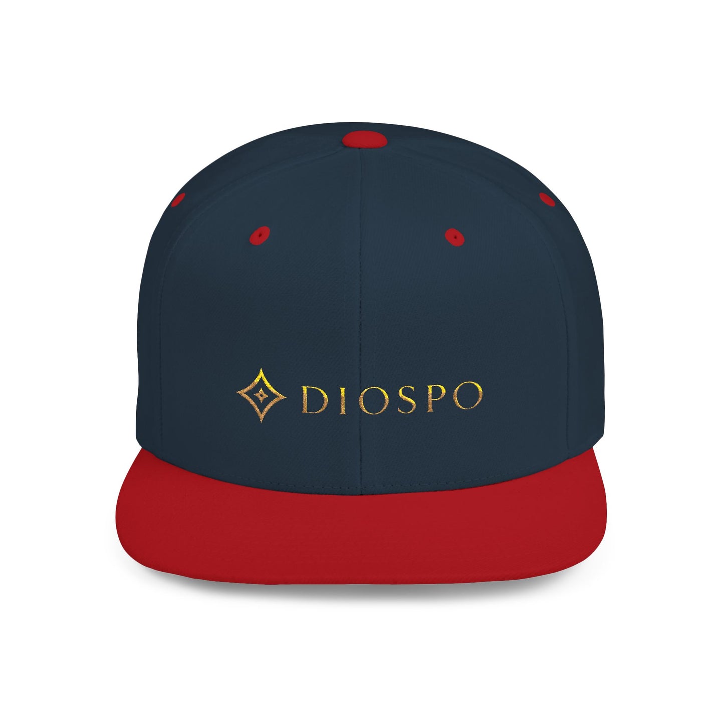 Flat Bill Snapback Hat — Diospo Gold Embroidered Logo