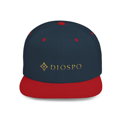 Flat Bill Snapback Hat — Diospo Gold Embroidered Logo