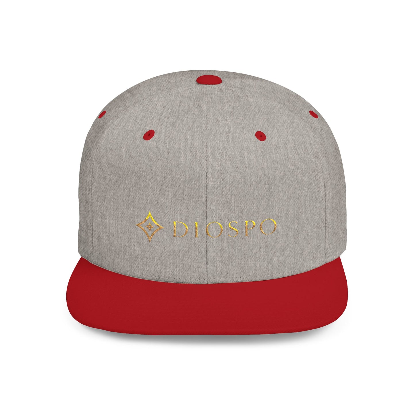 Flat Bill Snapback Hat — Diospo Gold Embroidered Logo