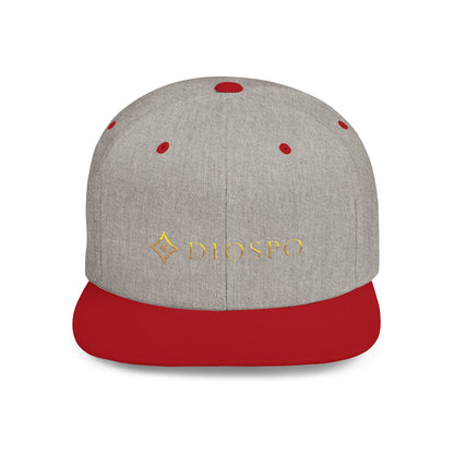 Flat Bill Snapback Hat — Diospo Gold Embroidered Logo
