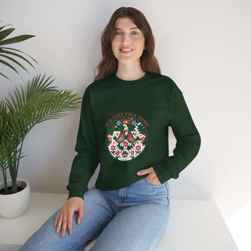 Floral Medallion Folk Art Sweatshirt | rustic motif, vintage folk design