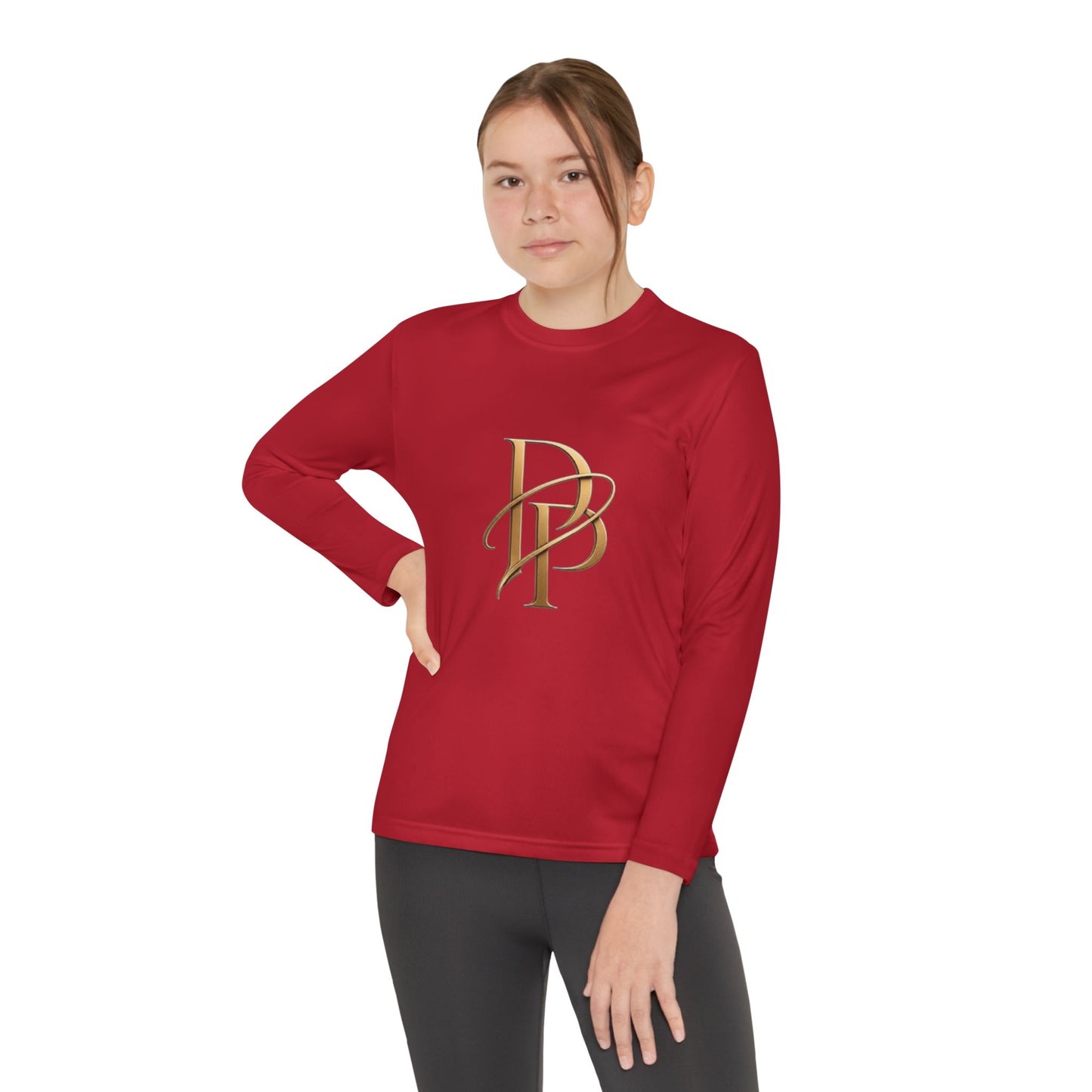 Youth Long Sleeve Tee — Elegant Gold Monogram DP