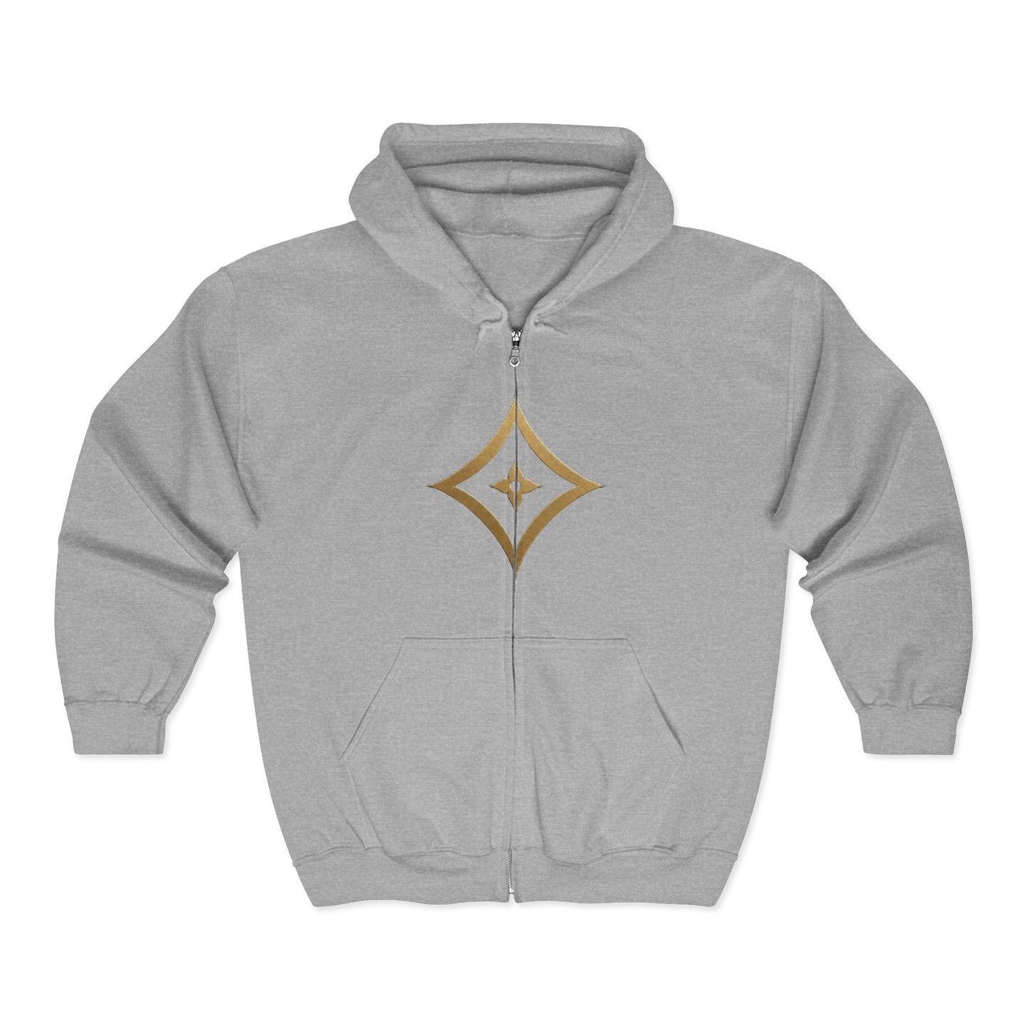 Gold Star Emblem Zip Hoodie — Minimalist Geometric Chest Design