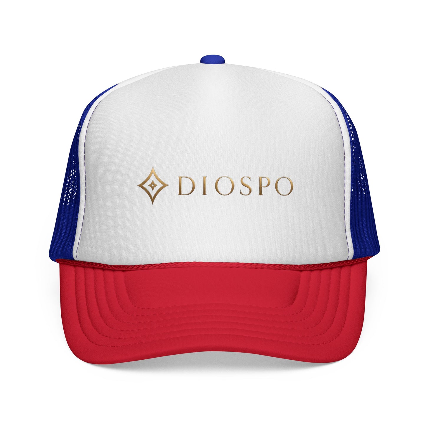 Diopso Logo Trucker Cap — Gold Embroidered Mesh Hat