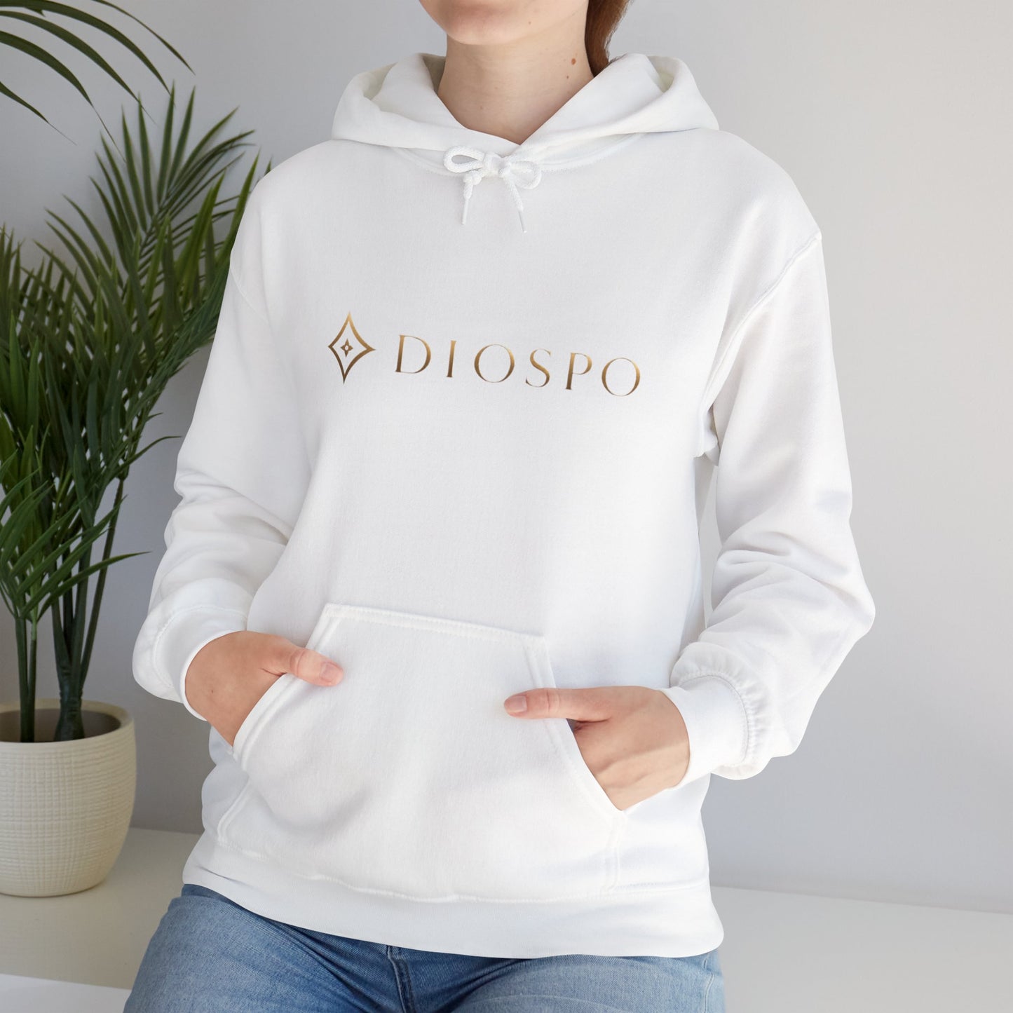 Diopso Logo Hoodie — Minimalist Luxury White Pullover