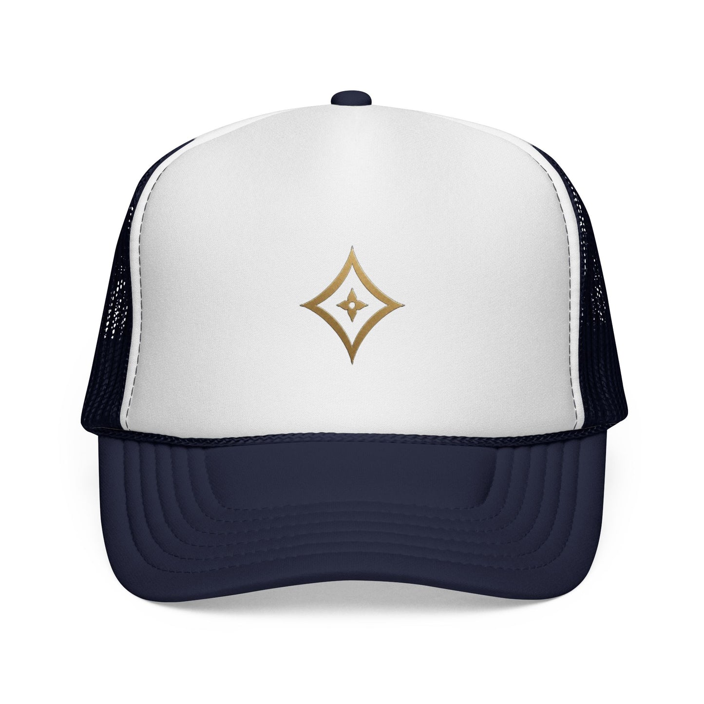 Diopso Logo Trucker Cap — Gold Embroidered Mesh Hat