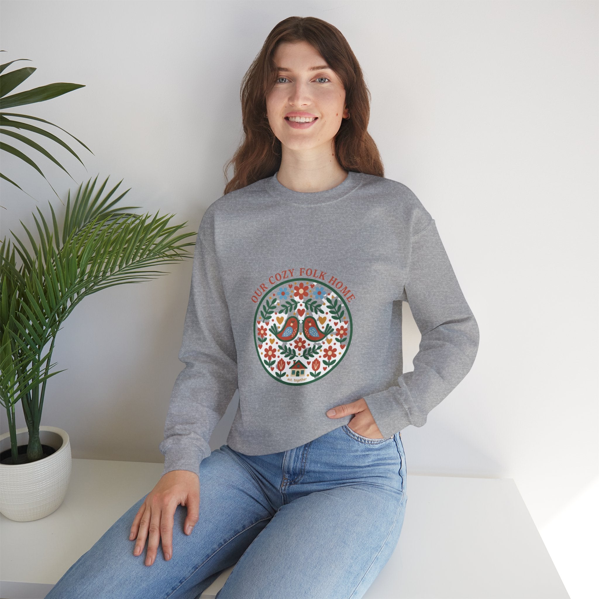 Floral Medallion Folk Art Sweatshirt | rustic motif, vintage folk design