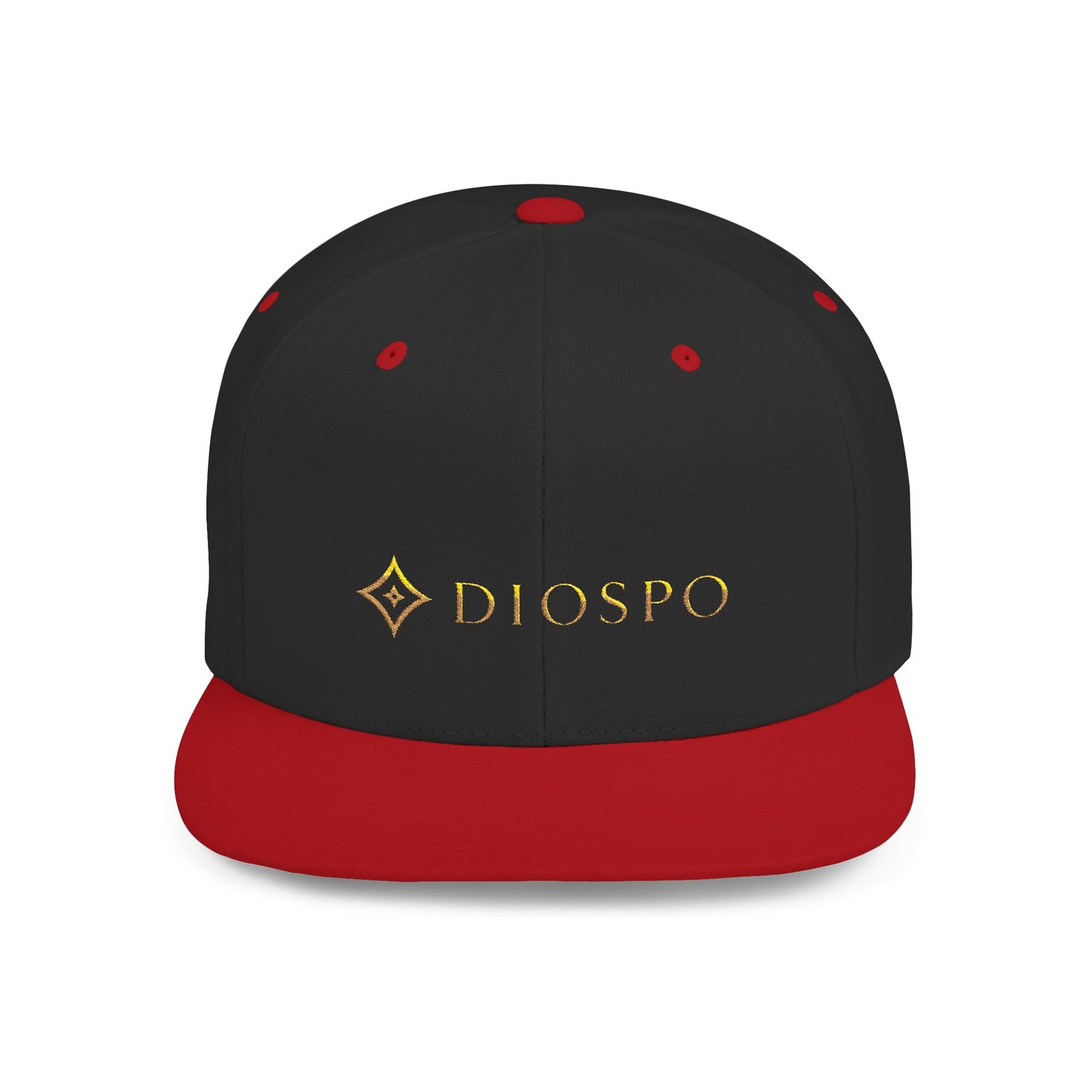 Flat Bill Snapback Hat — Diospo Gold Embroidered Logo