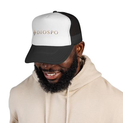 Diopso Logo Trucker Cap — Gold Embroidered Mesh Hat