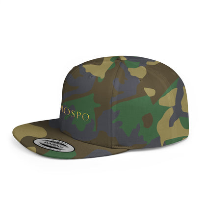 Flat Bill Snapback Hat — Diospo Gold Embroidered Logo