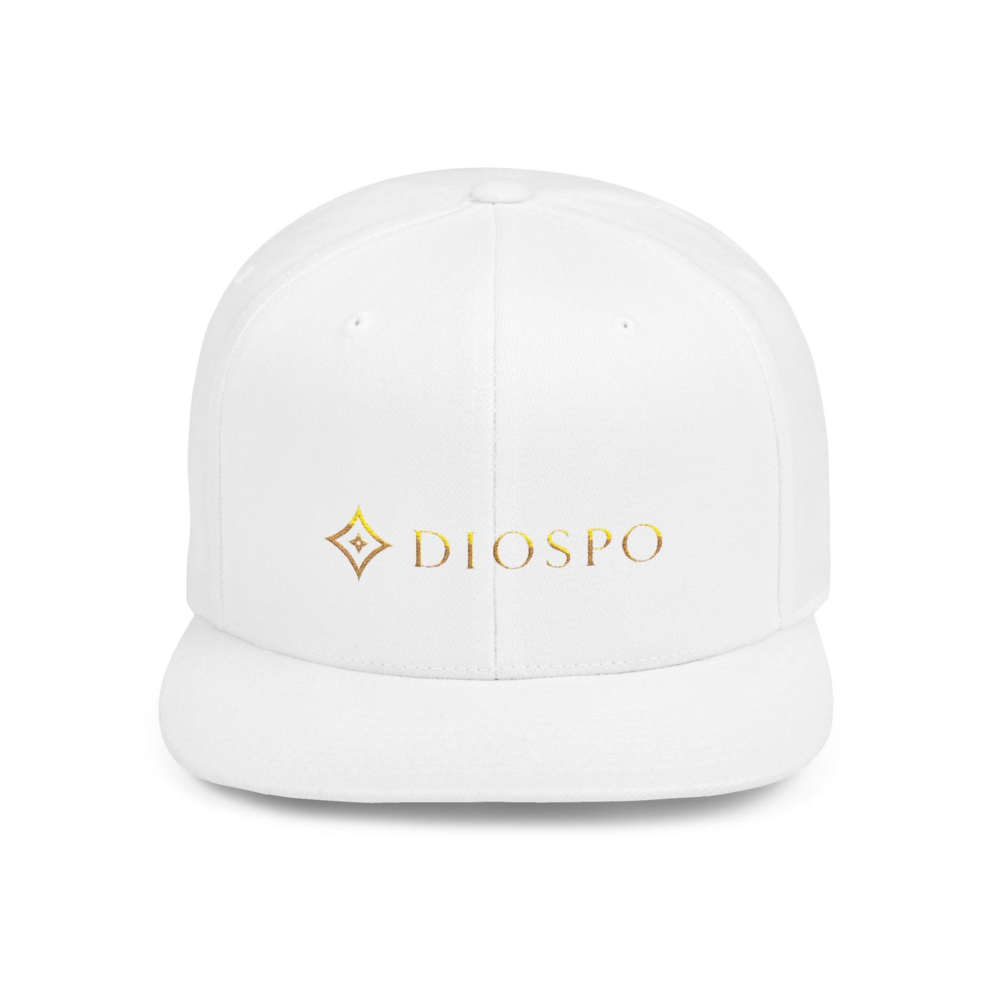 Flat Bill Snapback Hat — Diospo Gold Embroidered Logo