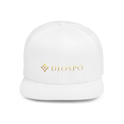 Flat Bill Snapback Hat — Diospo Gold Embroidered Logo