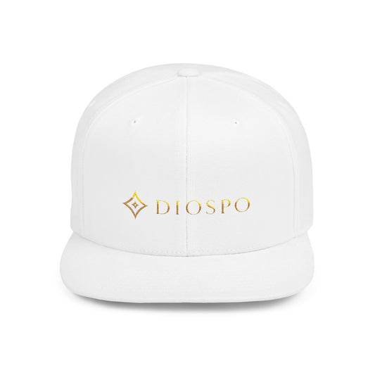 Flat Bill Snapback Hat — Diospo Gold Embroidered Logo