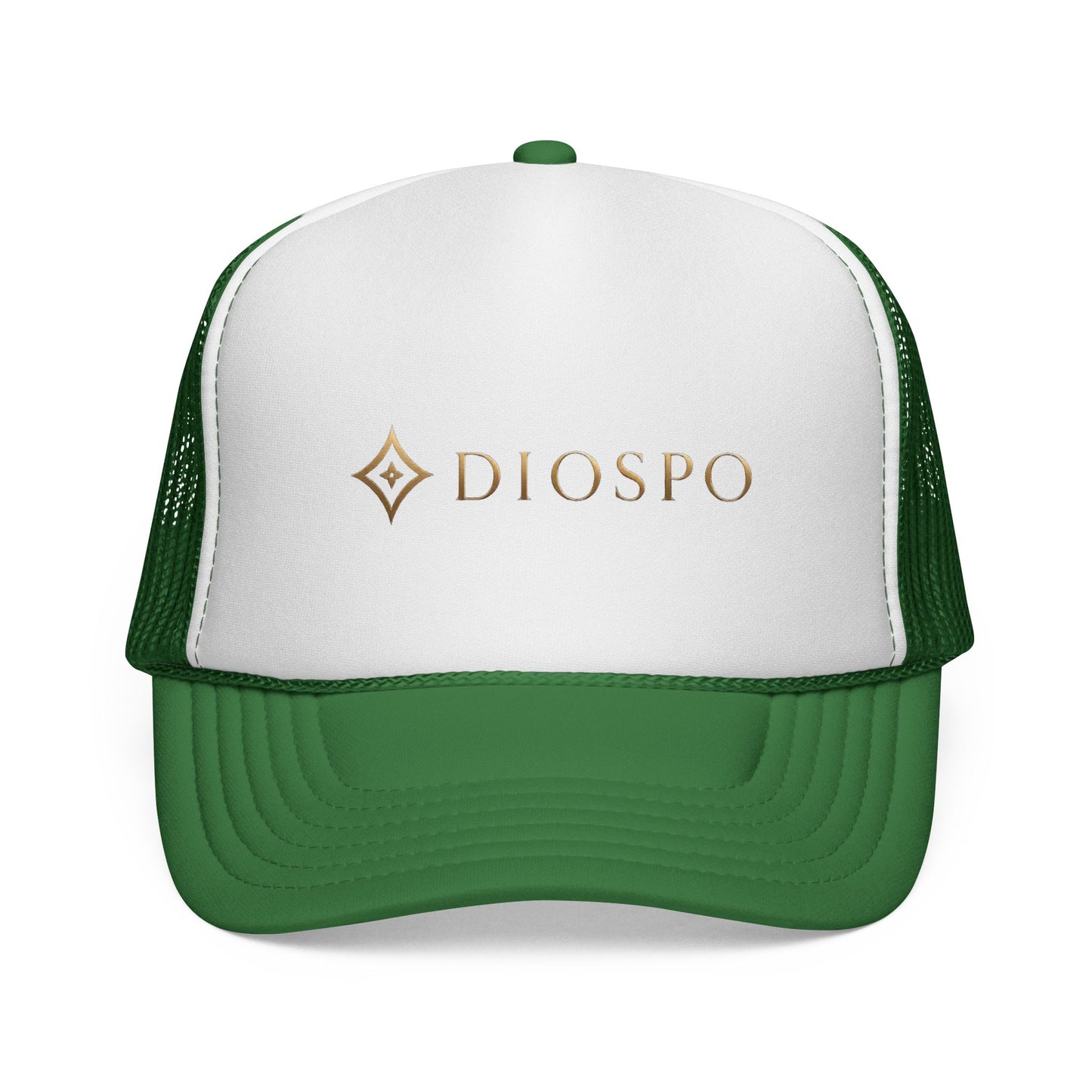 Diopso Logo Trucker Cap — Gold Embroidered Mesh Hat