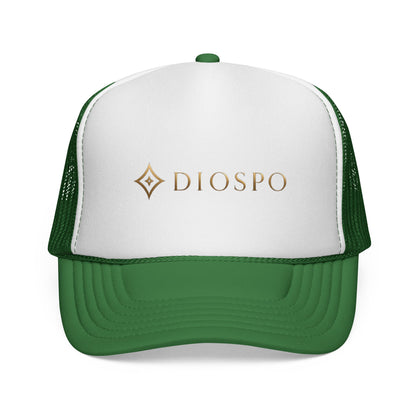 Diopso Logo Trucker Cap — Gold Embroidered Mesh Hat