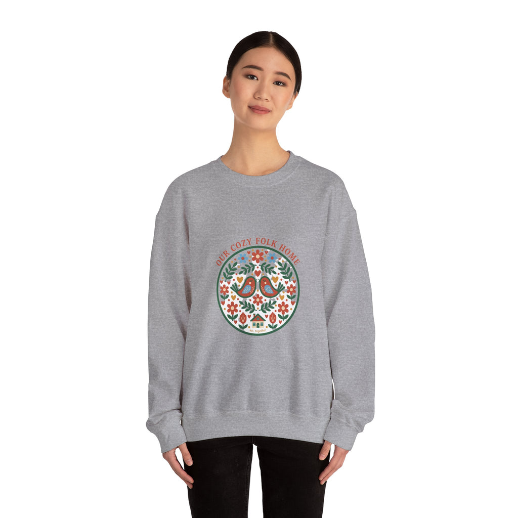 Floral Medallion Folk Art Sweatshirt | rustic motif, vintage folk design