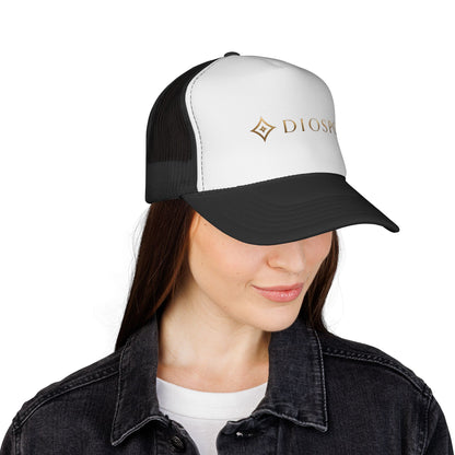 Diopso Logo Trucker Cap — Gold Embroidered Mesh Hat
